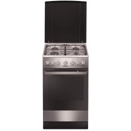 Aragaz Hansa FCMX581009, 4 arzatoare, aprindere electrica si dispozitiv de siguranta arzatoare, grill, capacitate 65 L, gri