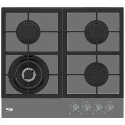 Plita incorporabila Beko HILW64225SZG, Gaz, 4 Arzatoare, Arzator Wok, 60 cm, Gri Zara