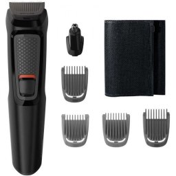 Kit de ingrijire 6 in 1 Philips Multigroom MG3710/15, fara fir, Lame cu ascutire automata, 4 piepteni, Negru