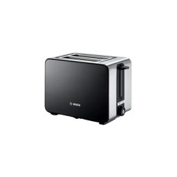 Prajitor paine Bosch TAT7203, 1050 W, 2 felii, Controlul variabil de rumenire, Senzor electronic pentru prajire uniforma, Negru/Inox