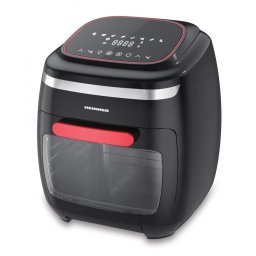 Friteuza cu aer cald Heinner Crystal Clear HAF-B2000FB, 2000W, capacitate cos 4.5L, capacitate cuptor 11L, 8 programe, 3 rafturi pentru preparare cu aer cald, tija rotisor, temperatura reglabila: 30-200˚C, temporizator: 4h, Rosu