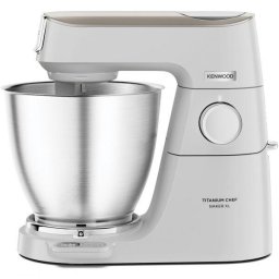 Mixer cu bol Kenwood Titanium Chef Baker XL KVL65.001WH, 1200 W, vas 7 l, 10 trepte viteza, cantar integrat, ecran LCD, 3 accesorii patiserie, Alb