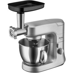 Robot de bucatarie Amica KML 6011, 1000W, bol inox 4.5L, 1.8 kg, 8 trepte de viteza, functie pulse, 5 accesorii, Argintiu