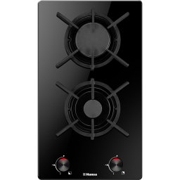 Plita incorporabila Hansa BHKS330500, 2 Arzatoare, Gaz, Gratar fonta, Aprindere electrica, Sticla Neagra