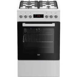 Aragaz mixt Beko FSE52320DWD, 4 zone de gatit, aprindere la buton, 55 l, Alb