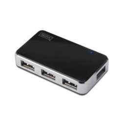 HUB USB 2.0 cu cablu, Digitus, 4 porturi, Argintiu/Negru