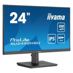 Monitor IPS LED Iiyama ProLite 23.8" XU2492HSU-B6, Full HD (1920 x 1080), HDMI, DisplayPort, Boxe, 100 Hz, Negru