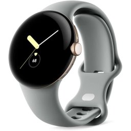 Smartwatch Google Pixel Watch, Procesor Exynos 9110, Display AMOLED 1.2", 2GB RAM, 32GB Flash, Bluetooth, Wi-Fi, GPS, NFC, Rezistent la apa, Android, Auriu-Gri