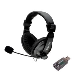 Casca cu microfon Spacer SPK-222, Stereo, 3.5 mm, Negru