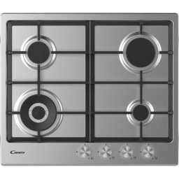 Plita incorporabila Candy CHG 6BF4WPX, Gaz, 4 arzatoare, Aprindere electrica, Sicuriflame, Arzator Double Crown, 60 cm, Inox
