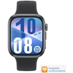 Smartwatch HUAWEI Watch Fit 4, Ecran AMOLED 1.82 inch, Bluetooth, 5 ATM, Curea Fluoroelastomer, Negru