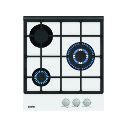 Plita incorporabila pe gaz Simfer H4.305.HGSBB, 3 zone gatit, sticla securizata, Alb