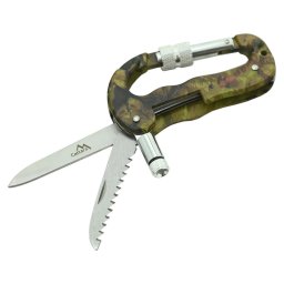 Carabiniera multifunctionala din aluminiu Cattara 3 in 1 cutit cutit serat lanterna camuflaj - TT13218