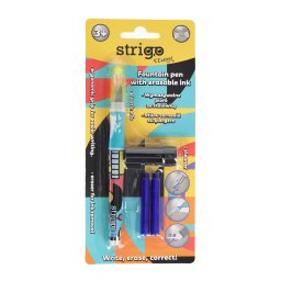Stilou Strigo cerneala cu stergere + 2 rezerve + dispozitiv curatare, in blister, Pop Art