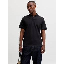 Jack & Jones Tricou polo barbati, din amestec de bumbac, Regular Fit, JJEAUSTIN, Negru (SELECTATI MARIMEA: S)