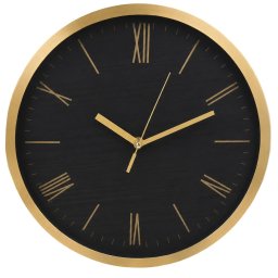 Ceas de perete elegant Pufo Gold, design modern cu cifre romane, negru si auriu, 30 cm