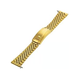 Bratara metalica plina aurie model Rolex Jubilee capăt drept si curbat 20mm - 69597
