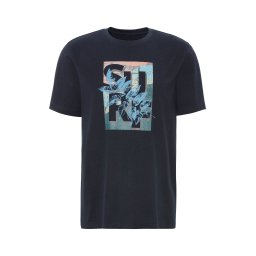 JOHN DEVIN Tricou bleumarin / albastru deschis / portocaliu
