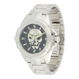 Philipp Plein Ceas analogic 'The $kull' verde deschis / negru / argintiu