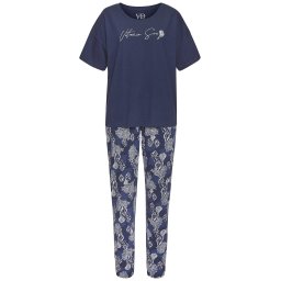 VIVANCE Pijama 'Dreams' albastru marin / albastru gențiană / alb