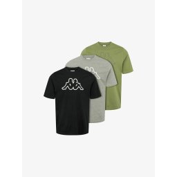 KAPPA Tricou 'KMLogo Cromen' gri amestecat / oliv / negru / alb