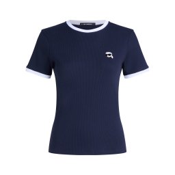 Karl Lagerfeld Tricou 'Ikon' albastru închis / negru / alb