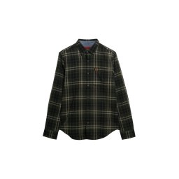 Superdry & Co Cămașă oliv / verde închis / alb