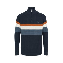 U.S. POLO ASSN. Pulover 'UMRicco' indigo / galben auriu / gri / alb