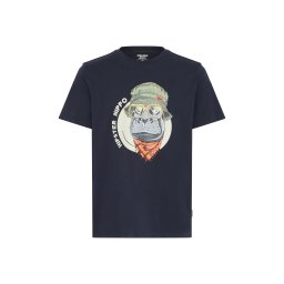 BLEND Tricou 'BHKURT FUNNY' albastru noapte / gri / verde pastel / portocaliu