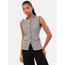 Lipsy Vestă tricotată negru / alb