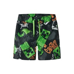 NAME IT Șorturi de baie 'NKMMIC MINECRAFT' verde / portocaliu închis / negru / alb