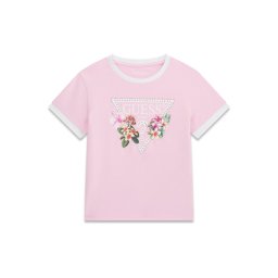 GUESS Tricou maro deschis / gri / alb