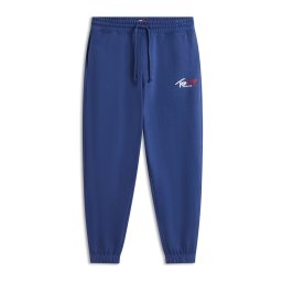 Tommy Jeans Pantaloni 'Signature Logo Cuffed' bleumarin