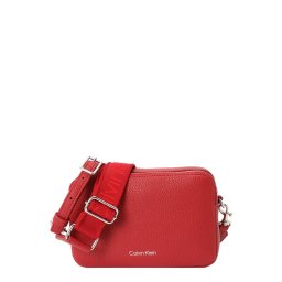 Calvin Klein Geantă de umăr 'Logo Strap Pebble Grain Camera' roșu cranberry