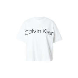 Calvin Klein Jeans Tricou 'Boxy Cropped Logo' negru / alb