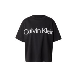 Calvin Klein Jeans Tricou 'Boxy Cropped Logo' negru / alb