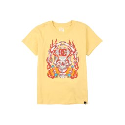 DC Shoes Tricou funcțional 'BURNING SKULL' galben deschis / gri / portocaliu / roșu carmin