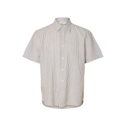 SELECTED Cămașă 'SLHCLAY' gri taupe / alb