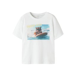 NAME IT Tricou 'NKMVOTO' albastru aqua / maro coniac / alb