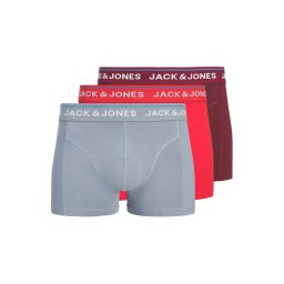 JACK & JONES Boxeri 'JACBRANCO' gri / roșu / roșu vin / alb