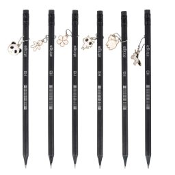 Creion Strigo HB Charms, lemn negru, mix 33 de modele pandantive SSC385