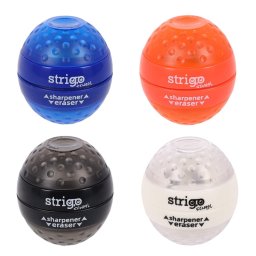 Ascutitoare Strigo, 2 dimensiuni cu guma de sters si capac, 4 culori SSC409