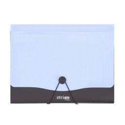 Mapa Strigo PP, A4, 13 compartimente, inchidere cu elastic, clips metalic, albastru