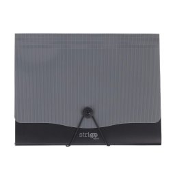 Mapa Strigo PP, A4, 13 compartimente, inchidere cu elastic, clips metalic, gri