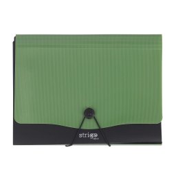 Mapa Strigo PP, A4, 13 compartimente, inchidere cu elastic, clips metalic, verde inchis