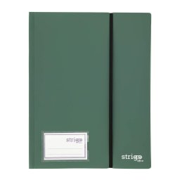 Mapa Strigo, PP, A4, cu elastic, 40 folii protectie, verde inchis