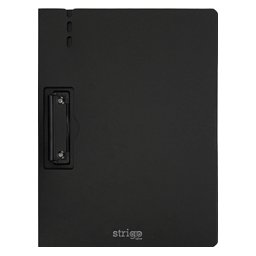 Clipboard Strigo vertical A4 cu clip metalic lateral, suport stilou, negru