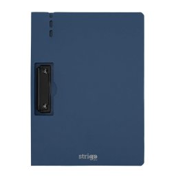 Clipboard Strigo vertical A4 cu clip metalic lateral, suport stilou, albastru marin