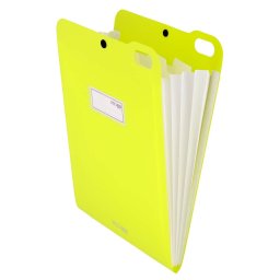 Organizator Strigo, PP, A4, vertical, 5 separatoare, inchidere capsa, verde neon