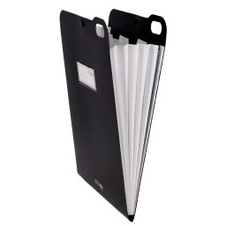 Organizator Strigo, PP, A4, vertical, 5 separatoare, inchidere capsa, negru